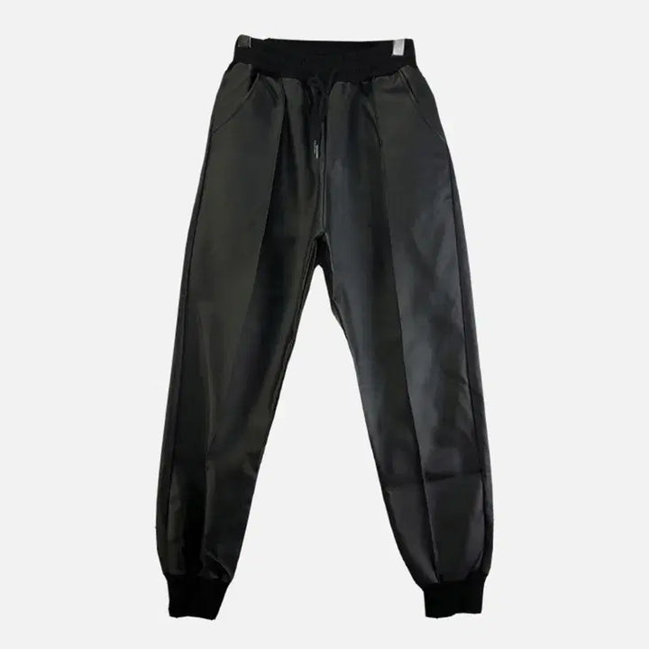 [BUNJANG] FREE Black Leather Pants / 여FREE 밴딩 가죽 바지 블랙 M6382