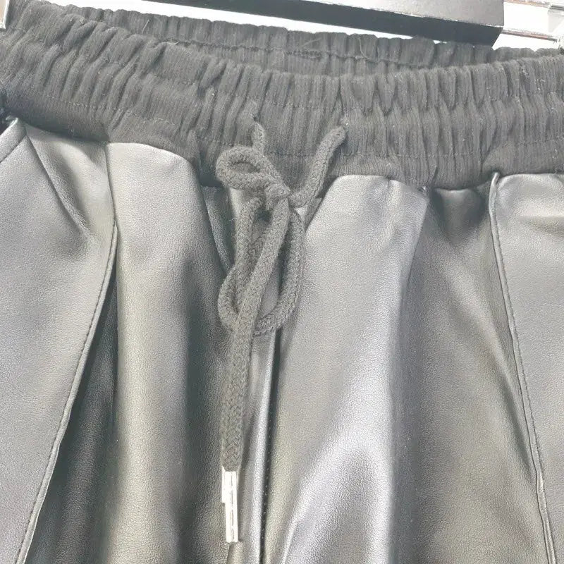 [BUNJANG] FREE Black Leather Pants / 여FREE 밴딩 가죽 바지 블랙 M6382