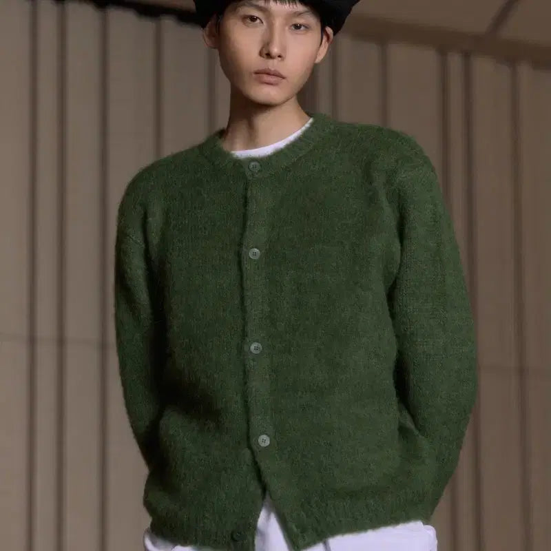[BUNJANG] STU Mohair Cardigan Green / [M] STU 모헤어 가디건 그린