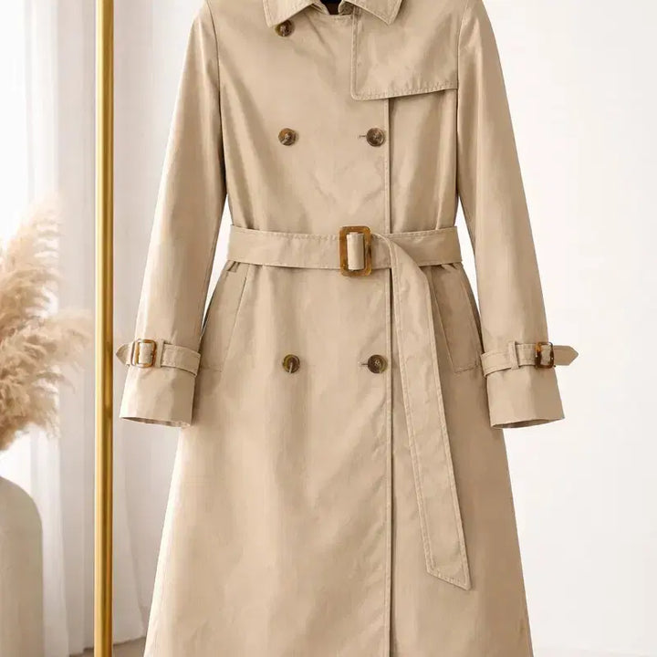 [BUNJANG] Tomboy Beige Trench Coat with Check Lining / 톰보이 체크안감 베이지 트렌치코트 445566정도 사이즈