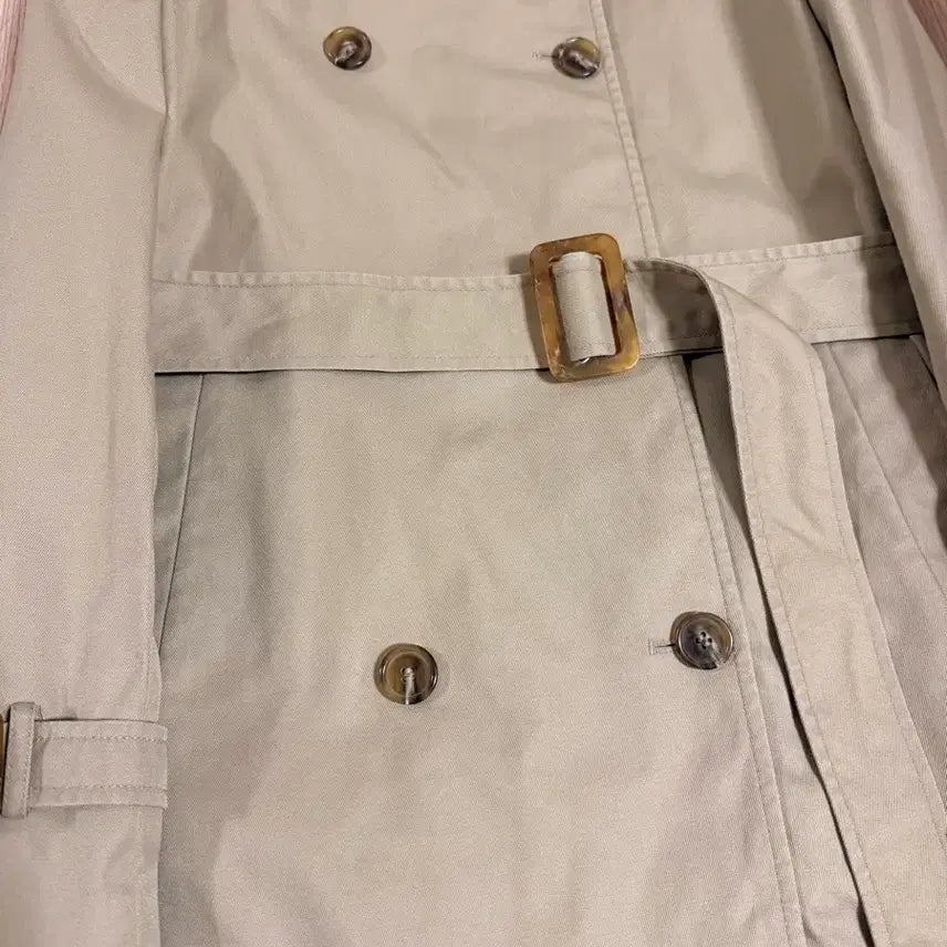 [BUNJANG] Tomboy Beige Trench Coat with Check Lining / 톰보이 체크안감 베이지 트렌치코트 445566정도 사이즈