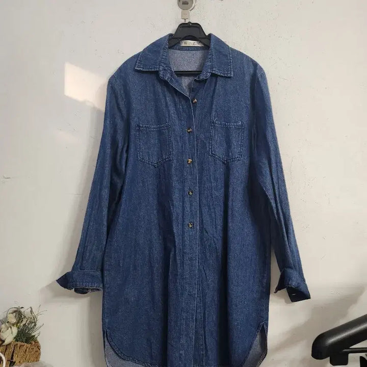 [BUNJANG] Hello Hero Mickey Mouse Denim Long Shirt / 미키마우스 데님 롱 셔츠 HELLO HERO