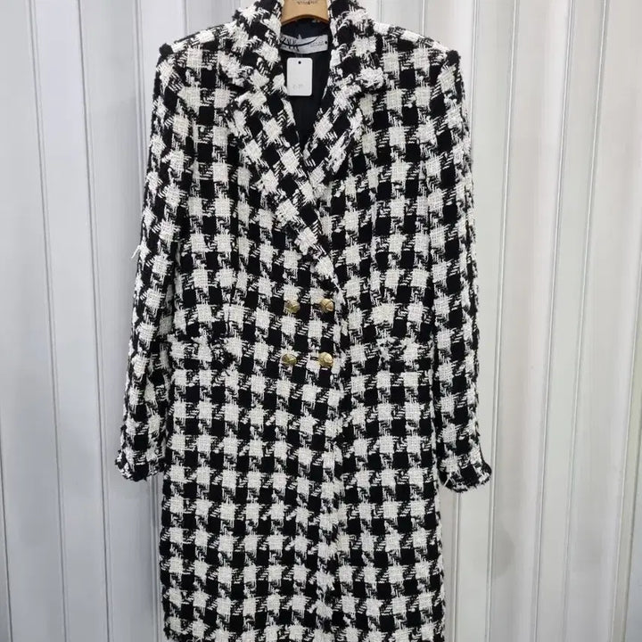 [BUNJANG] Zara Houndstooth Tweed Double-Button Jacket Coat / 자라 하운드투스 트위드 자켓 코트