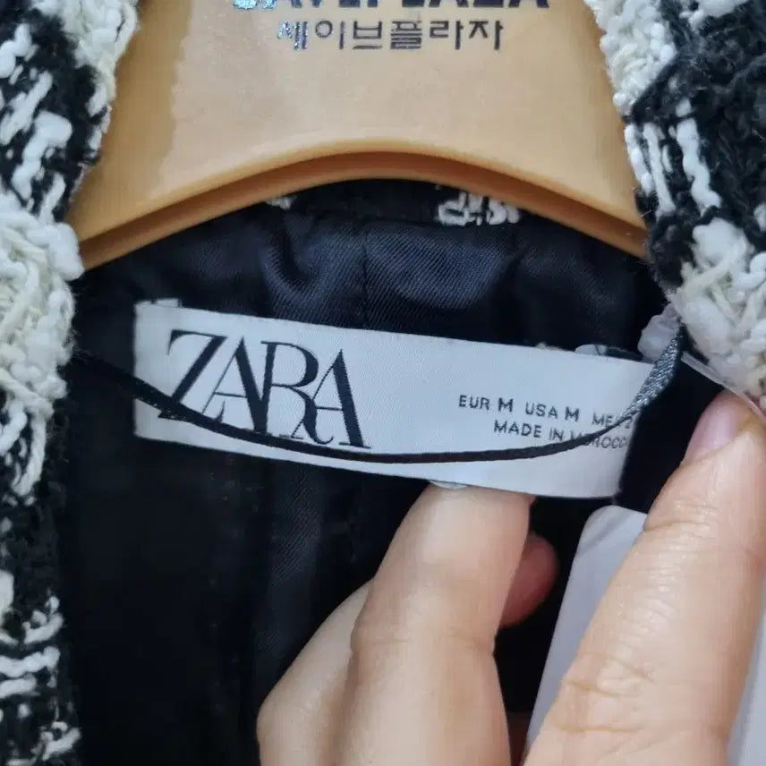 [BUNJANG] Zara Houndstooth Tweed Double-Button Jacket Coat / 자라 하운드투스 트위드 자켓 코트