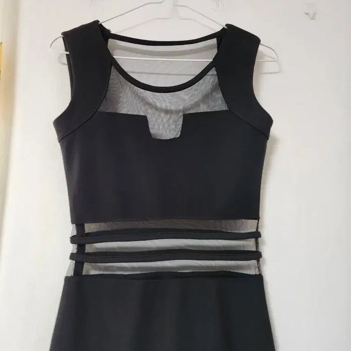 [BUNJANG] Black See-Through Mini Dress XS / 블랙 시스루 배색 미니 원피스 XS
