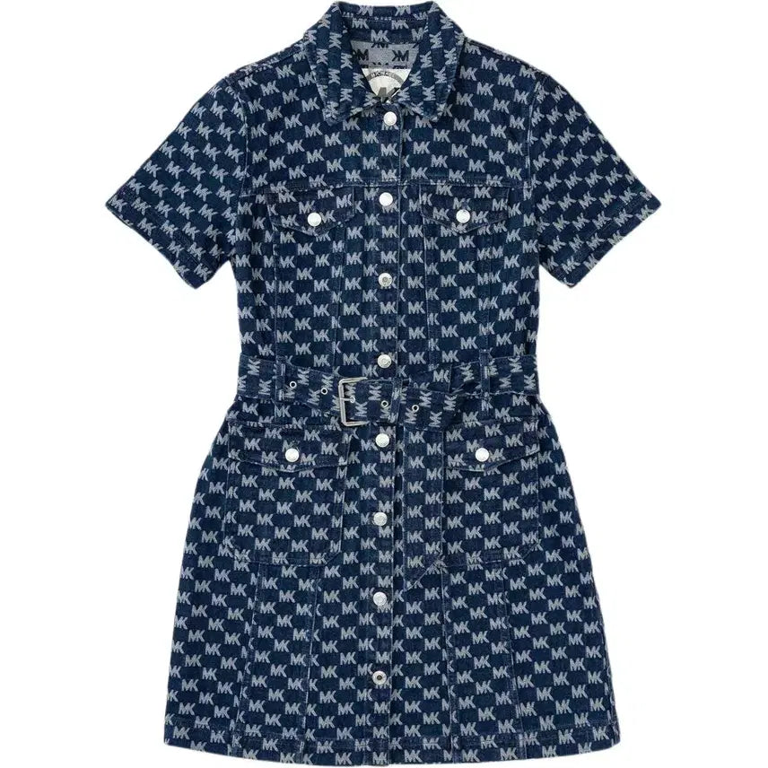 [SOLD OUT] (M)마이클코어스 로고 데님 자카드 미니 원피스