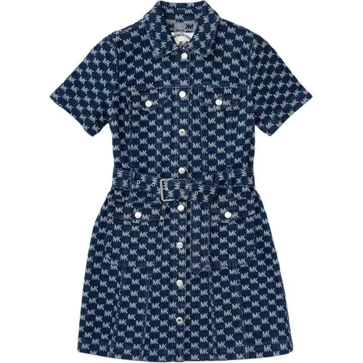 [SOLD OUT] (M)마이클코어스 로고 데님 자카드 미니 원피스