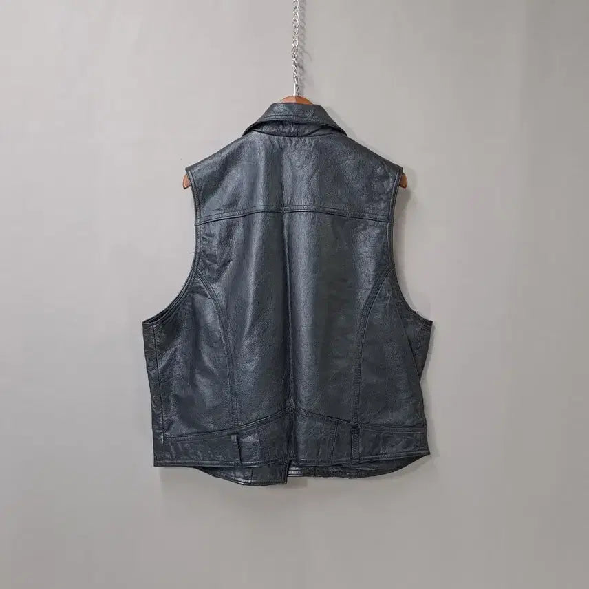 [BUNJANG] Tomboy Black Real Cowhide Leather Vest / 톰보이 블랙 리얼 소가죽 조끼 베스트
