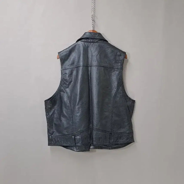 [BUNJANG] Tomboy Black Real Cowhide Leather Vest / 톰보이 블랙 리얼 소가죽 조끼 베스트