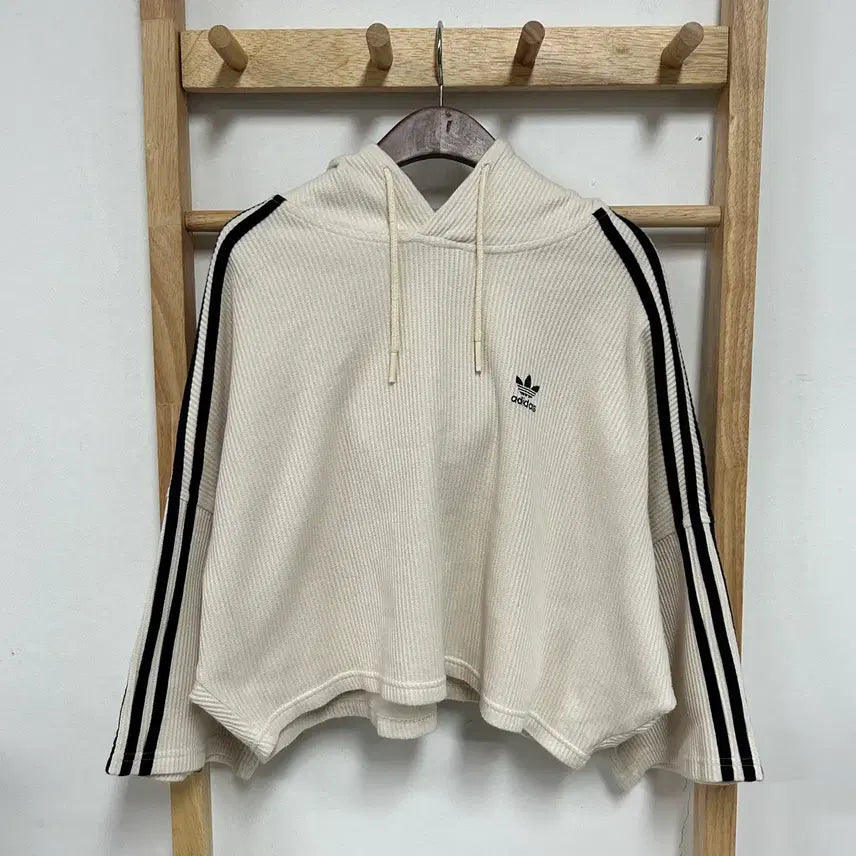 [BUNJANG] Adidas Waffle Cropped Hoodie Cream Color M / 아디다스 와플 크롭 후드티 크림컬러