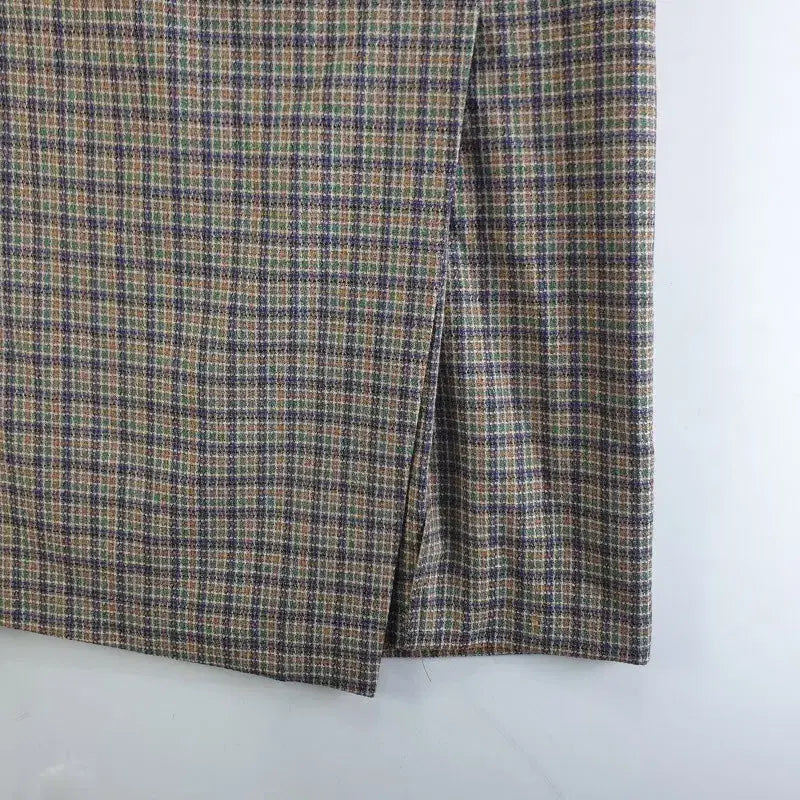 [BUNJANG] Vintage 26-inch Long Check Skirt / 여26인치 체크 롱스커트 브라운 M6386