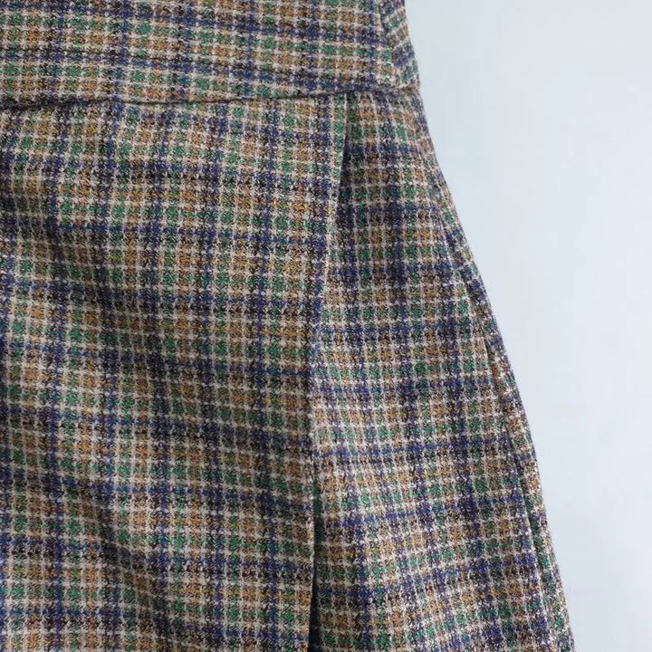 [BUNJANG] Vintage 26-inch Long Check Skirt / 여26인치 체크 롱스커트 브라운 M6386