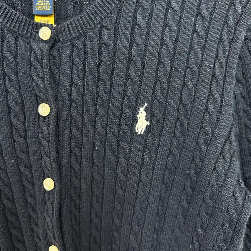 [BUNJANG] Polo Ralph Lauren Cable Knit Cardigan Navy / 폴로 랄프로렌 신형 포니로고 케이블 니트 가디건 네이비