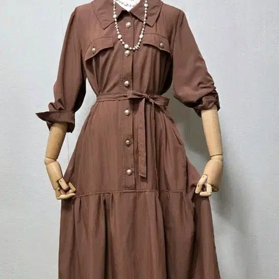 [BUNJANG] Olivia Hasler Brown Shirt Dress (Size 100) / 올리비아 하슬러 100
