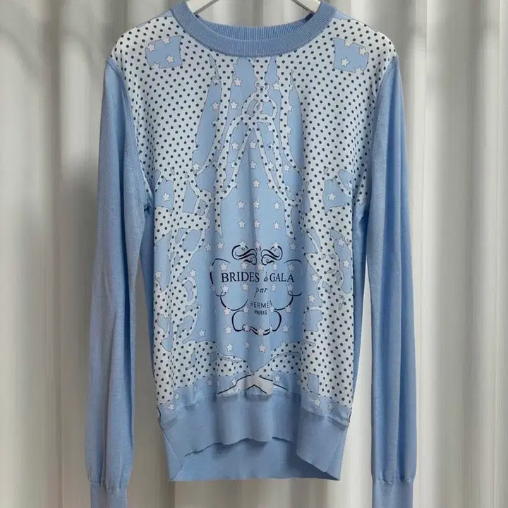 [BUNJANG] H Round Long Sleeve Knit Top Sky Blue (Size S) / (새상품) H 라운드 소라 긴팔 니트탑 (S사이즈)