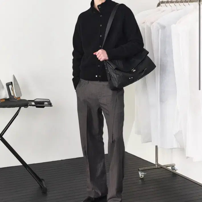 [BUNJANG] Waveynis High Neck Snap Mohair Cardigan - Black / 웨이비니스 하이넥 스냅 모헤어 가디건 블랙 3사이즈