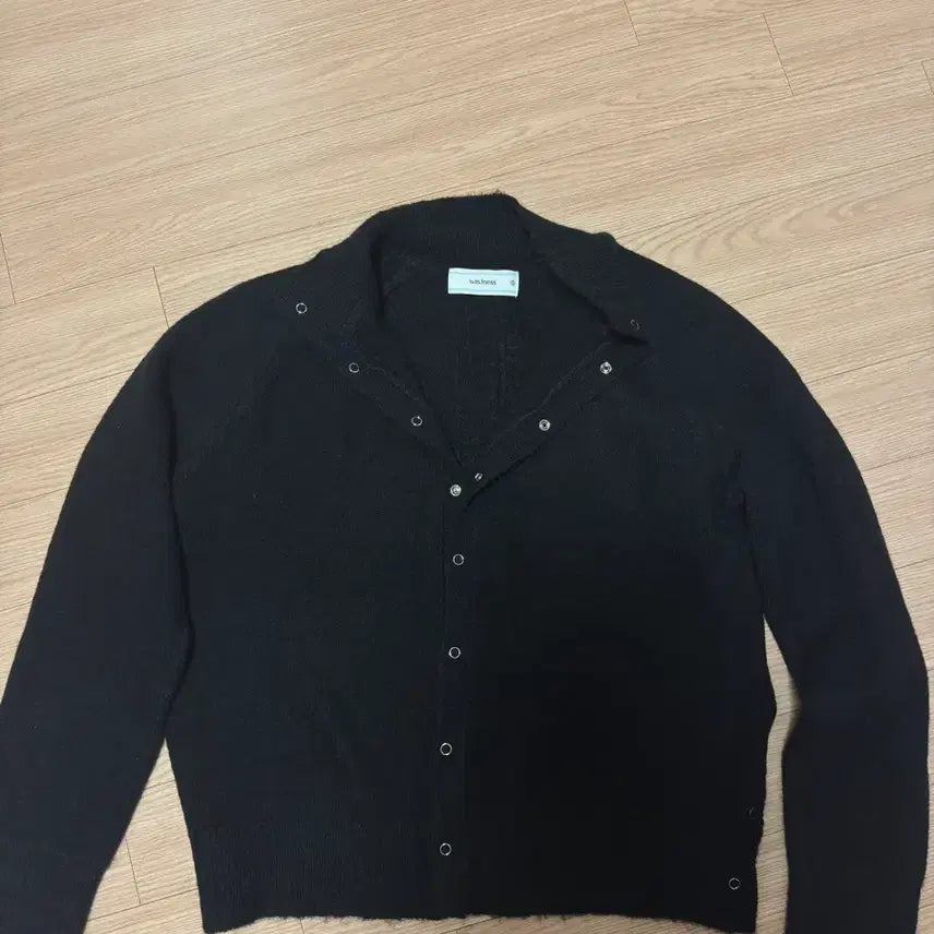 [BUNJANG] Waveynis High Neck Snap Mohair Cardigan - Black / 웨이비니스 하이넥 스냅 모헤어 가디건 블랙 3사이즈