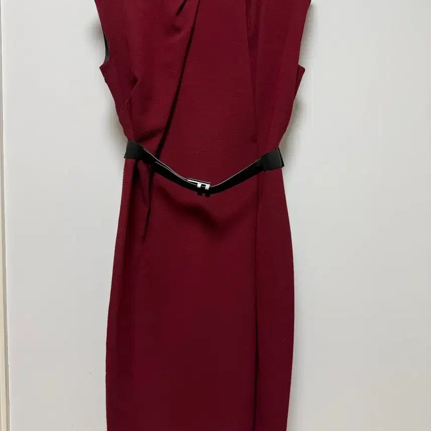 [BUNJANG] TIME Drape Dress with Belt (Burgundy) / TIME 드레이프 원피스+벨트 (버건디)