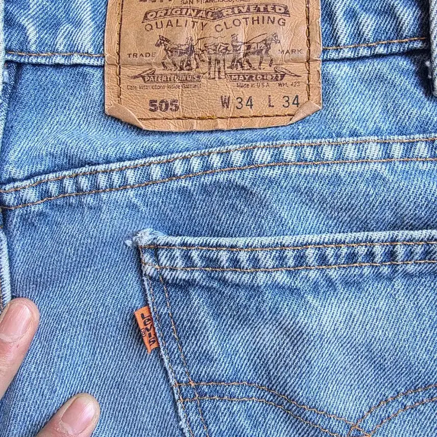 [SOLD OUT] 리바이스 505 USA 오렌지탭 연청데님 (34)