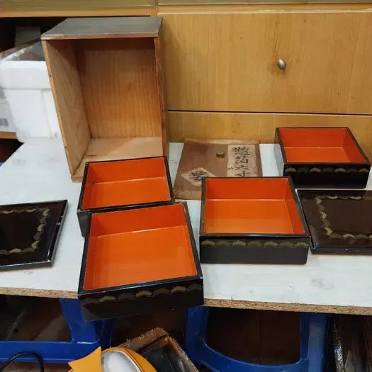 [BUNJANG] 1900s Japanese Small Wooden 4-Tier Lunch Box / 1900 일본 소형 원목 4단 찬합