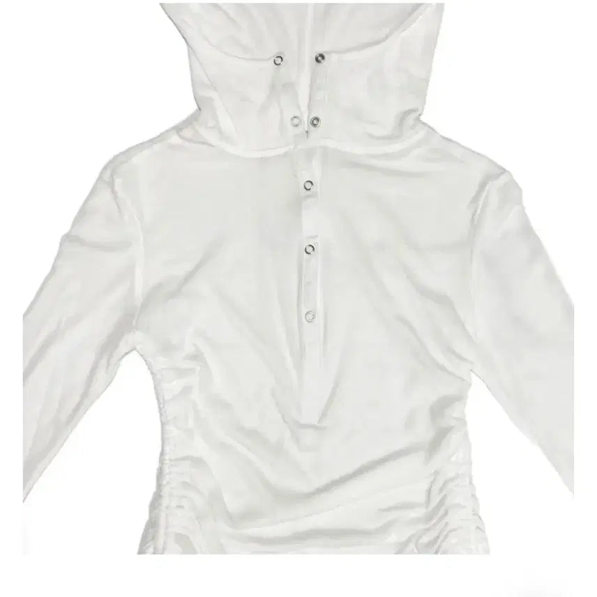 [BUNJANG] See-through Shirred Long Sleeve Top / (새옷) 시스루 셔링 긴팔 티셔츠