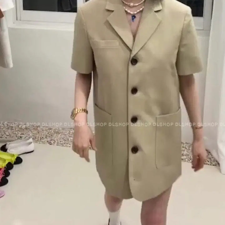 [BUNJANG] Helder Short Sleeve Jacket Dress / 헬더 반팔 숏 자켓 원피스