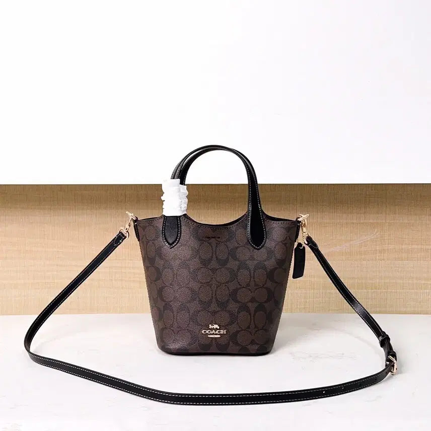 [BUNJANG] Coach Signature Mini Tote Crossbody Bag / 코치 시그니처 브라운 미니 토트백 크로스백