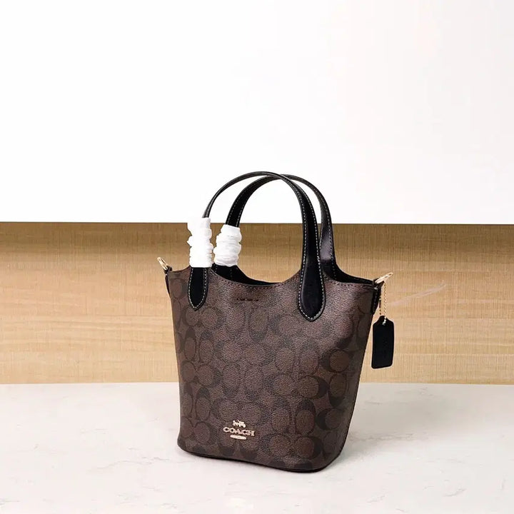 [BUNJANG] Coach Signature Mini Tote Crossbody Bag / 코치 시그니처 브라운 미니 토트백 크로스백