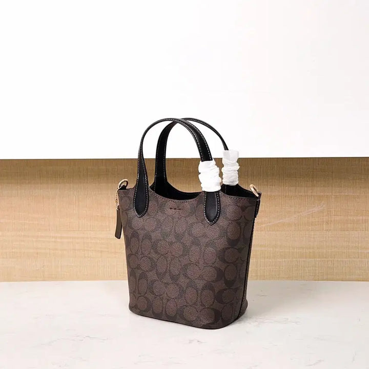 [BUNJANG] Coach Signature Mini Tote Crossbody Bag / 코치 시그니처 브라운 미니 토트백 크로스백