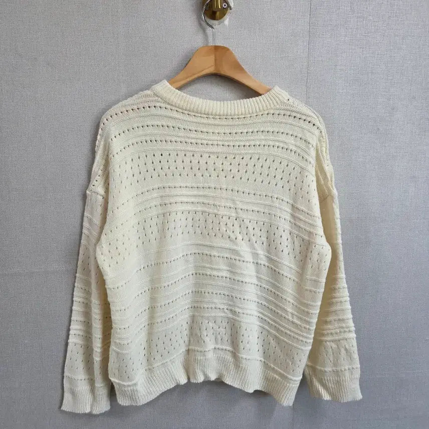 [BUNJANG] JJ1022 Ivory Punch Knit Crochet Cardigan / 여성 아이보리색 펀칭 니트 크로쉐 가디건 F JJ1022