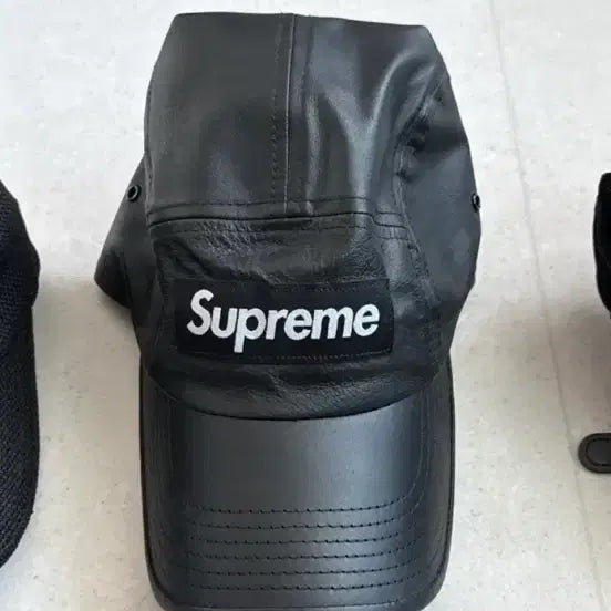 [BUNJANG] Supreme Leather Camp Cap Black / 슈프림 레더 캠프캡 블랙