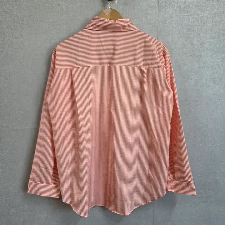 [BUNJANG] JJ1024 Orange Striped Long Sleeve Shirt 2XL / 여성 오렌지 스트라이프 긴팔 셔츠 2XL JJ1024