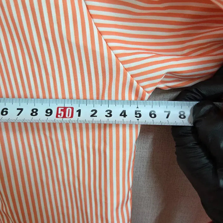 [BUNJANG] JJ1024 Orange Striped Long Sleeve Shirt 2XL / 여성 오렌지 스트라이프 긴팔 셔츠 2XL JJ1024