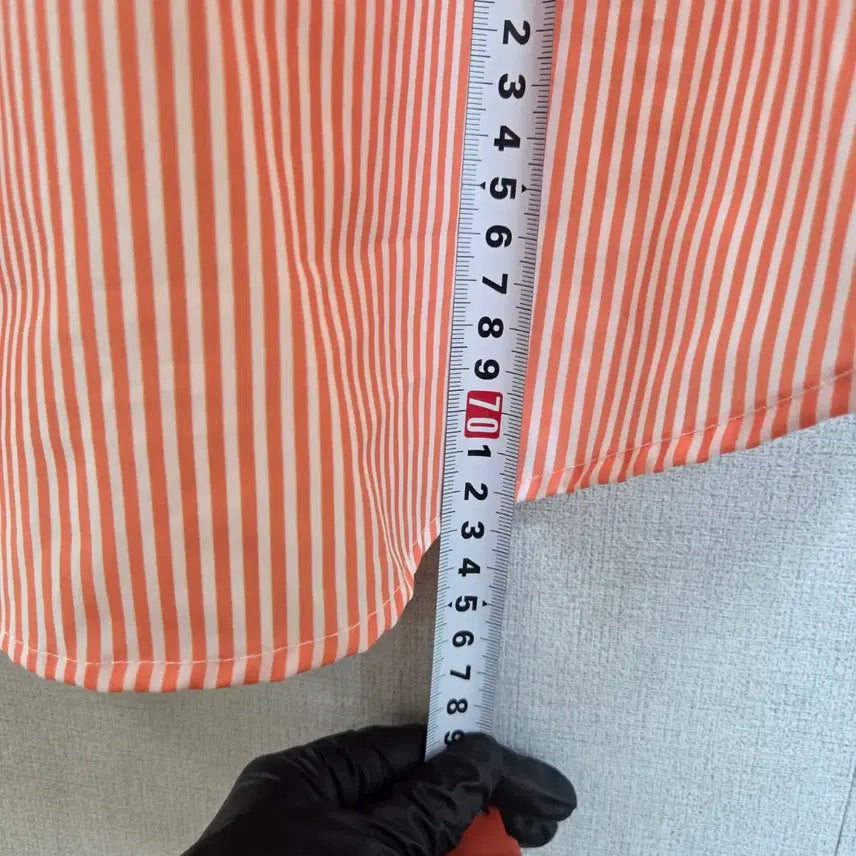 [BUNJANG] JJ1024 Orange Striped Long Sleeve Shirt 2XL / 여성 오렌지 스트라이프 긴팔 셔츠 2XL JJ1024