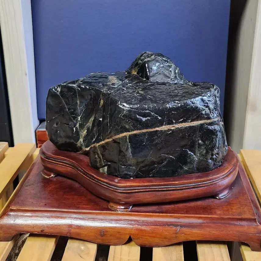 [BUNJANG] Namhangang Black Stone Flat Stone / 남한강 오석 평원석 수석