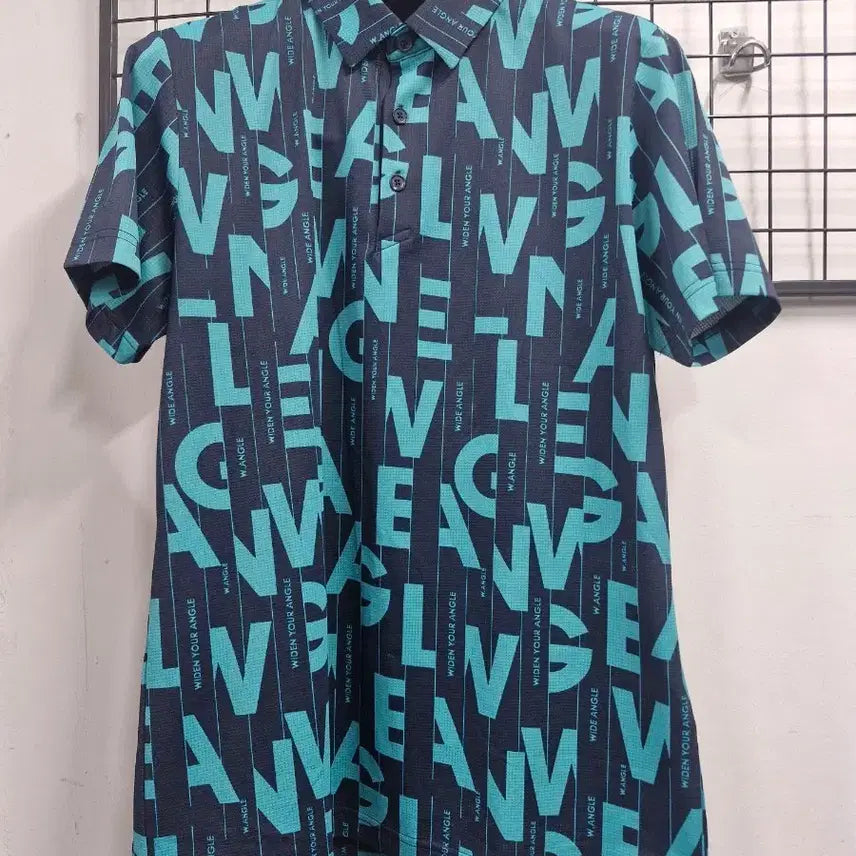 [BUNJANG] WAIDEANGLE CF Wording Magic Hole Collar Short Sleeve T-shirt / 105XL 와이드앵글 CF 워딩 매직홀 카라 반팔티.