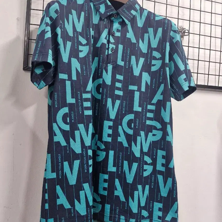 [BUNJANG] WAIDEANGLE CF Wording Magic Hole Collar Short Sleeve T-shirt / 105XL 와이드앵글 CF 워딩 매직홀 카라 반팔티.