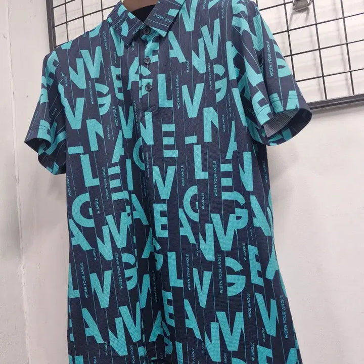 [BUNJANG] WAIDEANGLE CF Wording Magic Hole Collar Short Sleeve T-shirt / 105XL 와이드앵글 CF 워딩 매직홀 카라 반팔티.