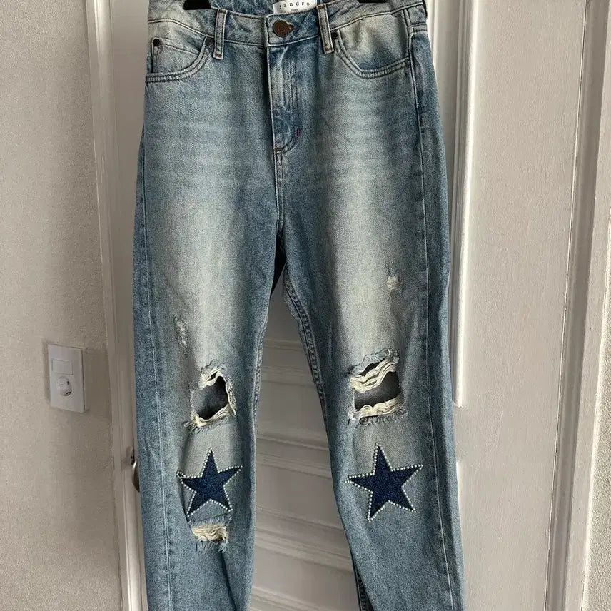 [BUNJANG] Sandro Star Patch Distressed Jeans / 산드로 별 패치 디스트로이드 청바지 36