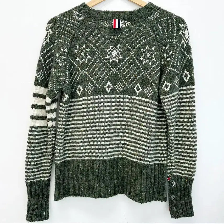 [BUNJANG] Thom Browne Green Pattern Knit Sweater / 톰브라운 그린 패턴 니트 스웨터 1