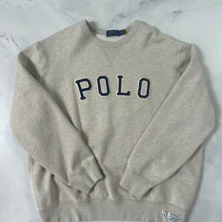 [BUNJANG] Polo Ralph Lauren Logo Sweatshirt Oatmeal XL / 폴로 POLO 로고 맨투맨 티셔츠 오트밀XL