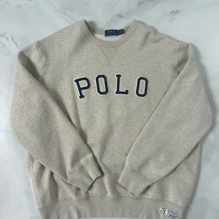 [BUNJANG] Polo Ralph Lauren Logo Sweatshirt Oatmeal XL / 폴로 POLO 로고 맨투맨 티셔츠 오트밀XL