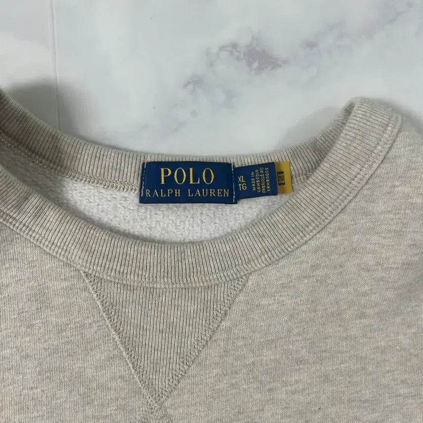 [BUNJANG] Polo Ralph Lauren Logo Sweatshirt Oatmeal XL / 폴로 POLO 로고 맨투맨 티셔츠 오트밀XL