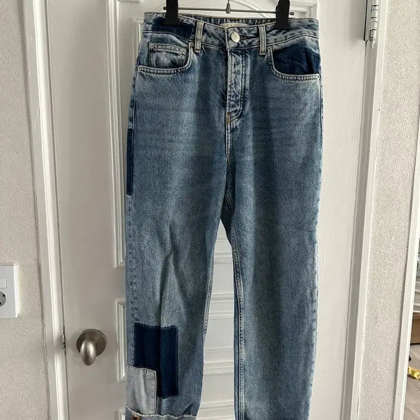 [BUNJANG] Maje Patchwork Denim Pants / 마쥬 패치워크 데님 팬츠 36