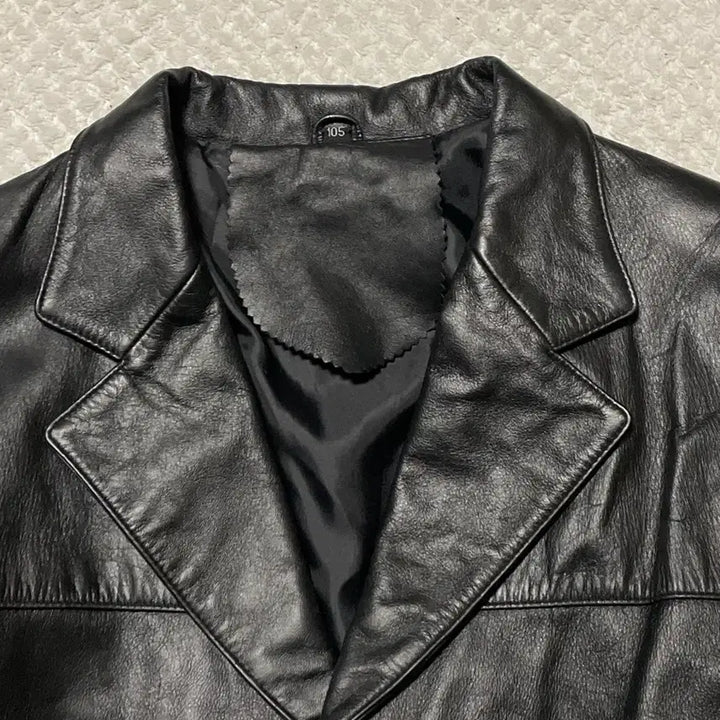 [BUNJANG] XL Western Lambskin Leather 4-Button Car Coat / [XL] 웨스턴 무드 램스킨 양가죽 4버튼 레더 카 코트