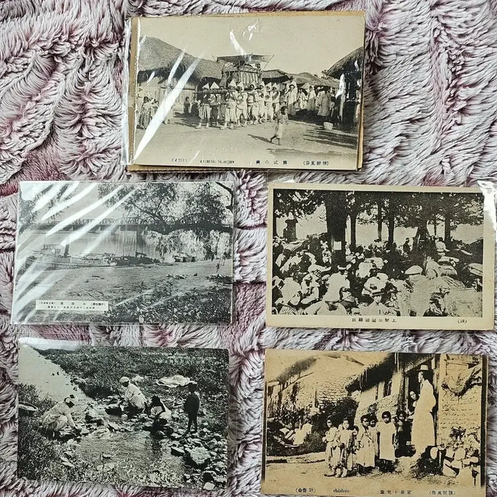 [BUNJANG] Antique Korean Postcards - Daedong River, Village Scenes, School Picnic / 조선말 대동강 유람서.빨래터. 상여.소학생 소풍