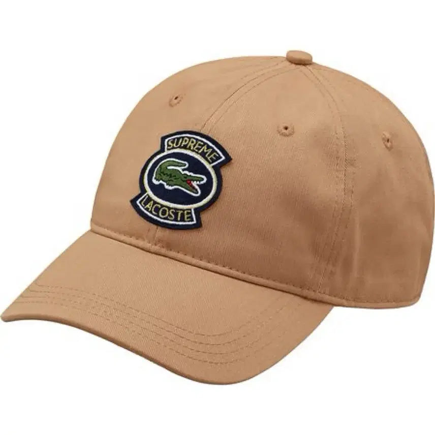 [BUNJANG] Supreme x Lacoste Logo Patch Cotton Twill Baseball Cap Beige / 슈프림 라코스테 볼캡 베이지