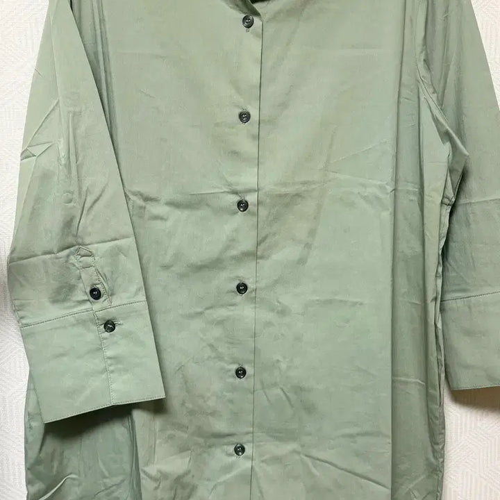 [BUNJANG] Khaki Long Shirt Dress / 새상품:) 8-9부 소매 카키색 롱 셔츠 원피스