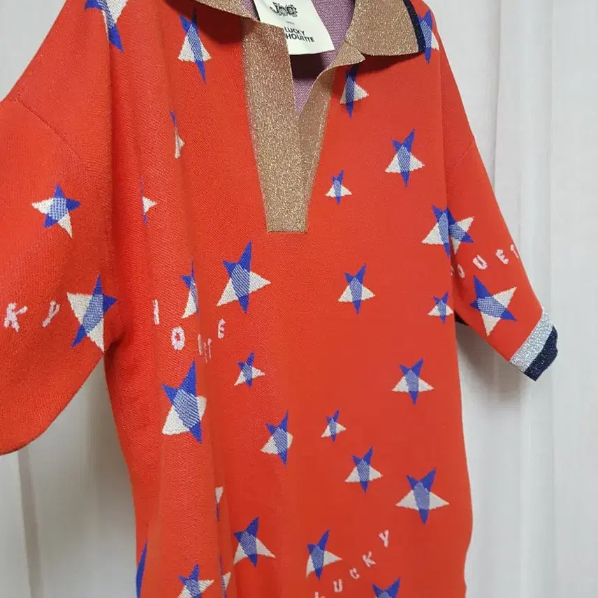 [SOLD OUT] 럭키슈에뜨 별 패턴 니트 원피스 레드