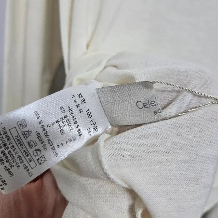 [BUNJANG] Select Shop Ivory Wave Detail Long Sleeve T-shirt / 셀렉샵 폴라넥 긴팔 티셔츠 물결 새상품 100